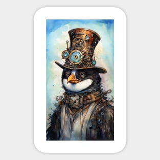 Steampunk Penguin with top hat Sticker